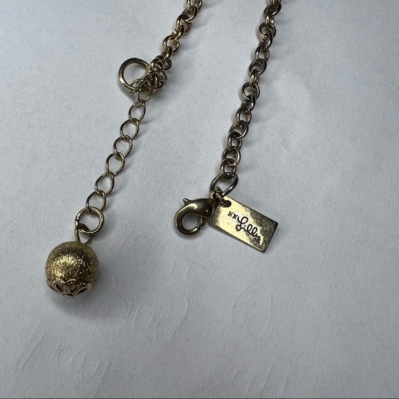 Lilly Pulitzer Faux Turquoise Gold Tone Chain Pendant Necklace - Picture 6 of 8